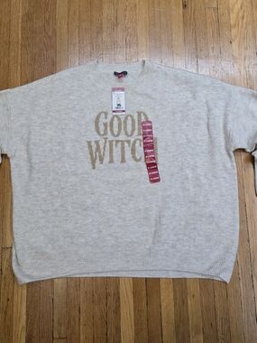 Vince Camuto Beige 'GOOD WITCH' Crewneck Sweater